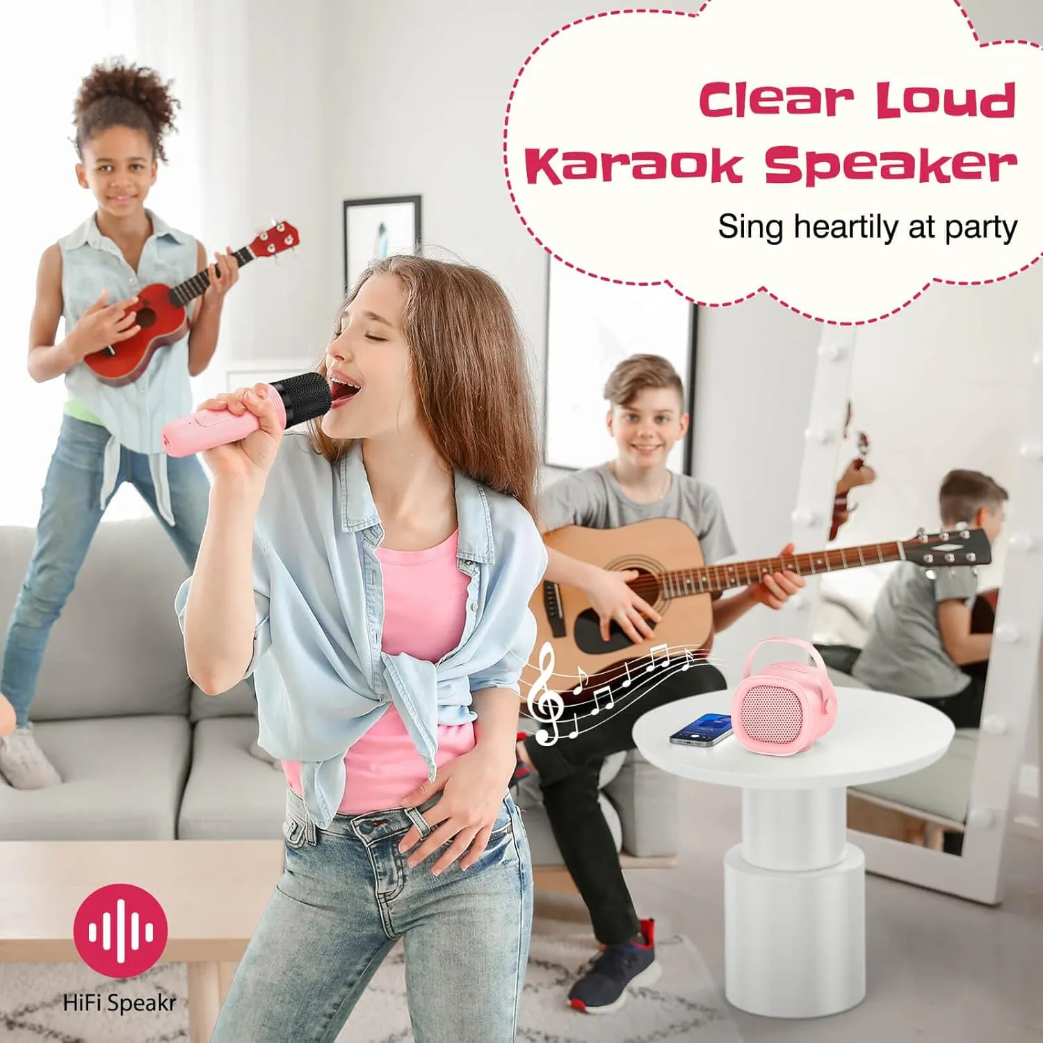 Pink 1 Mic) LENRUE Karaoke excess primordial buffalo hemp uninhabited Machine for Kids with Wireless Microphone$ 4 Magic Voices$ Karaoke Toys for Girls Boys$ Best Birthday Gifts for Kids 4$ 5$ 6$ 7$ 8$ 9$ 10$ 11$ 12 (M65 