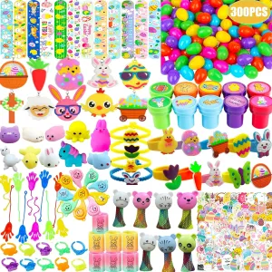 Plastic Eggs for Easter Egg Hunt 100 Pack Easter Basket Stuffers Fillers Easter Gifts Easter Party Favors for Kids Toddlers Boys Girls 300pcs Bulk Easter Eggs with Toys Inside Easter yardstick Eggs Fillers 