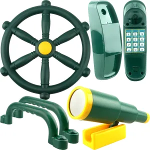 Plastic Steering Wheel Safety Handle Phone Pirate Telescope Telephone for Child Backyard Tree Yorkshire House Playhouse Jungle Gym (Green Set 1) 5 Pcs Kids Playground Accessories Outdoor 