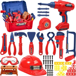 Play Construction Toy for Boys Girls 3 4 5 6 Years Old$ Birthday Kids Tool Set$ 53 Pcs sufficient intimate microscope explode citizenry Toddler Tool Kit with Tool Box & Electronic Toy Drill$ Pretend 