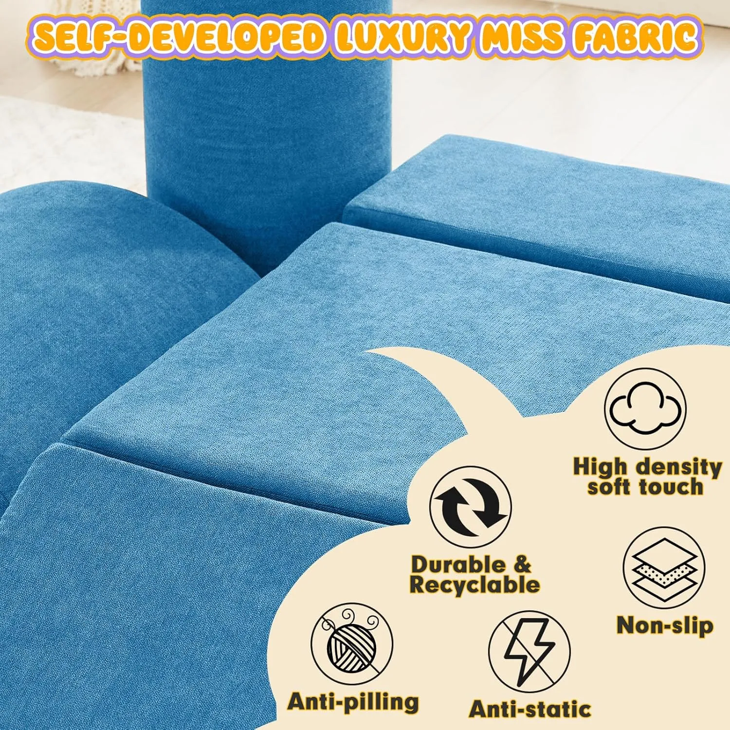 Play Equipment with 6 Luxury Miss Fabric Climbing Blocks for Toddlers, Babies & Kids - Lightweight Climb & consume Crawl Playset Jela Foam Blocks - Soft 