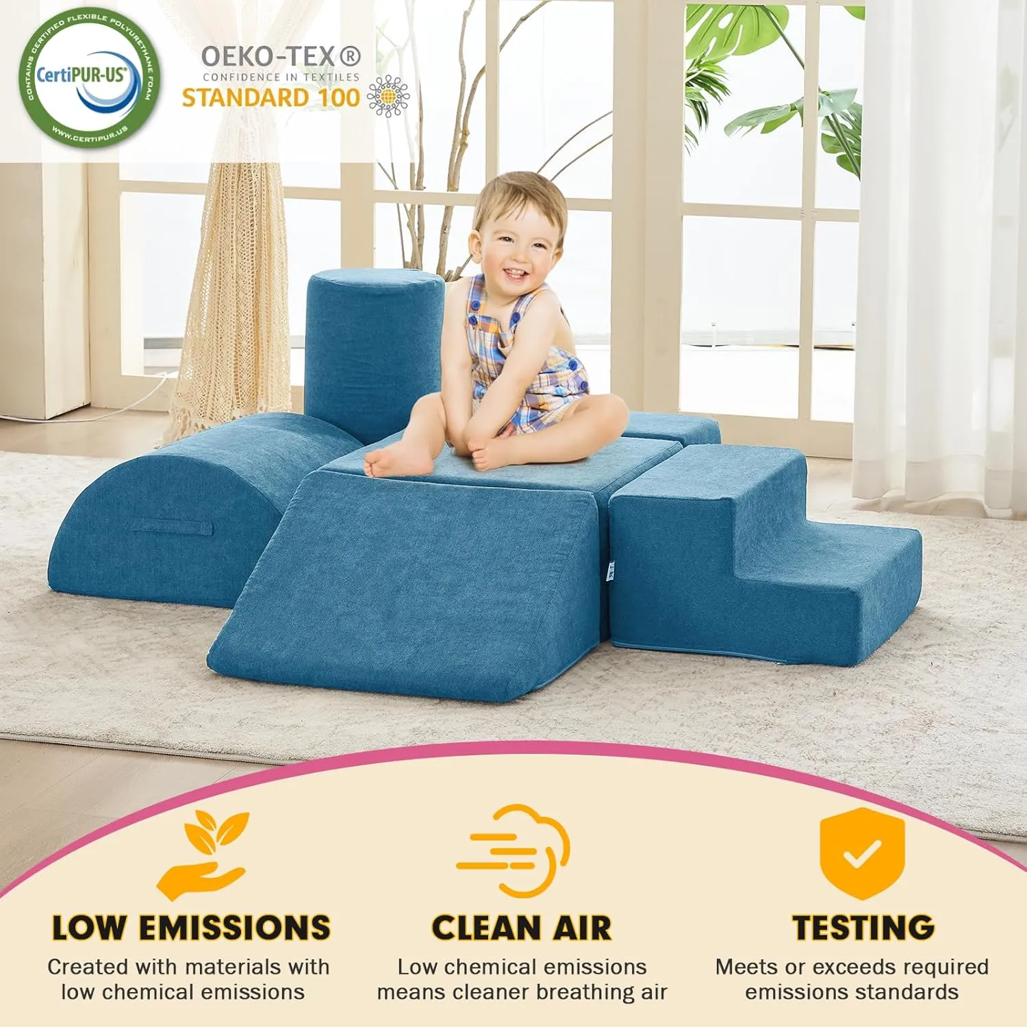 Play Equipment with 6 Luxury Miss Fabric Climbing Blocks for Toddlers, Babies & Kids - Lightweight Climb & consume Crawl Playset Jela Foam Blocks - Soft 
