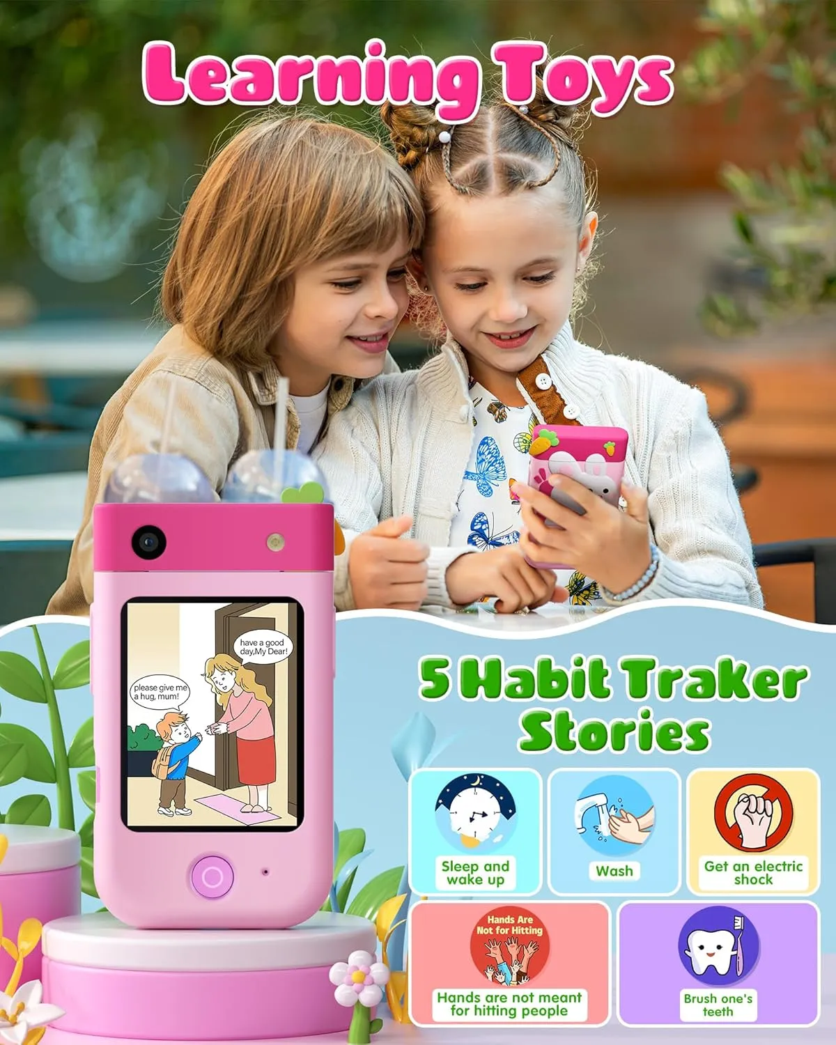 Player, 8GB SD Card(Pink Rabbit) Kids path Smart Phone Toys for Boys, Christmas Birthday Gifts for Girls Boys Ages 3-10, Touchscreen Toddler Learning Play Toy Phone with Rotating Camera, Game, Music 