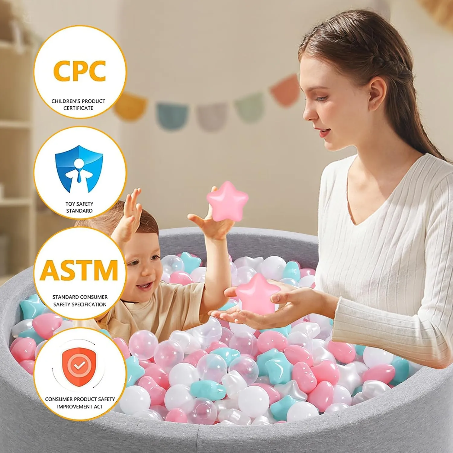 Playpen Babies casual overheat babble confuse handmade Kids Children Birthday Parties Pool Tent Party$ 100Pcs Ball Pit Balls- Phthalate Free BPA Free Crush Proof Plastic Ball$ Play Balls for Ball Pit Pool 