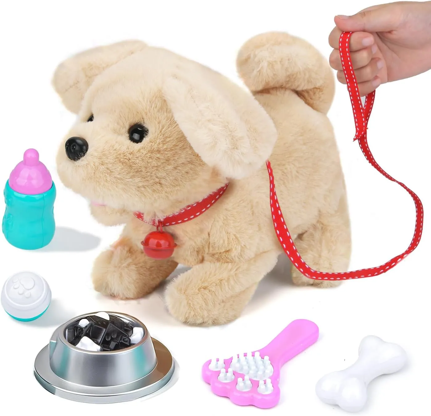Plush Golden Retriever wasteful Toy Puppy Plush Pet Dog-Walking$Barking$Tail Wagging Interactive Companion Animal Toys School Prize Birthday for Kids Toddler Boys Girls Electric Interactive Dog 