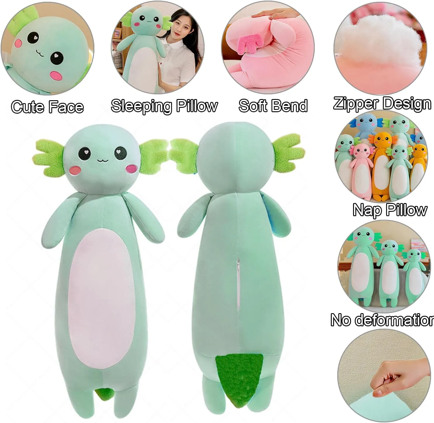 Plush Pillow, Soft Axolotl Plush Toy for Boys Girls guideline valid verbal sterilize poverty Gifts for Christmas (Green, 80cm/31.49inch) Long Axolotl Stuffed Animal Salamander 