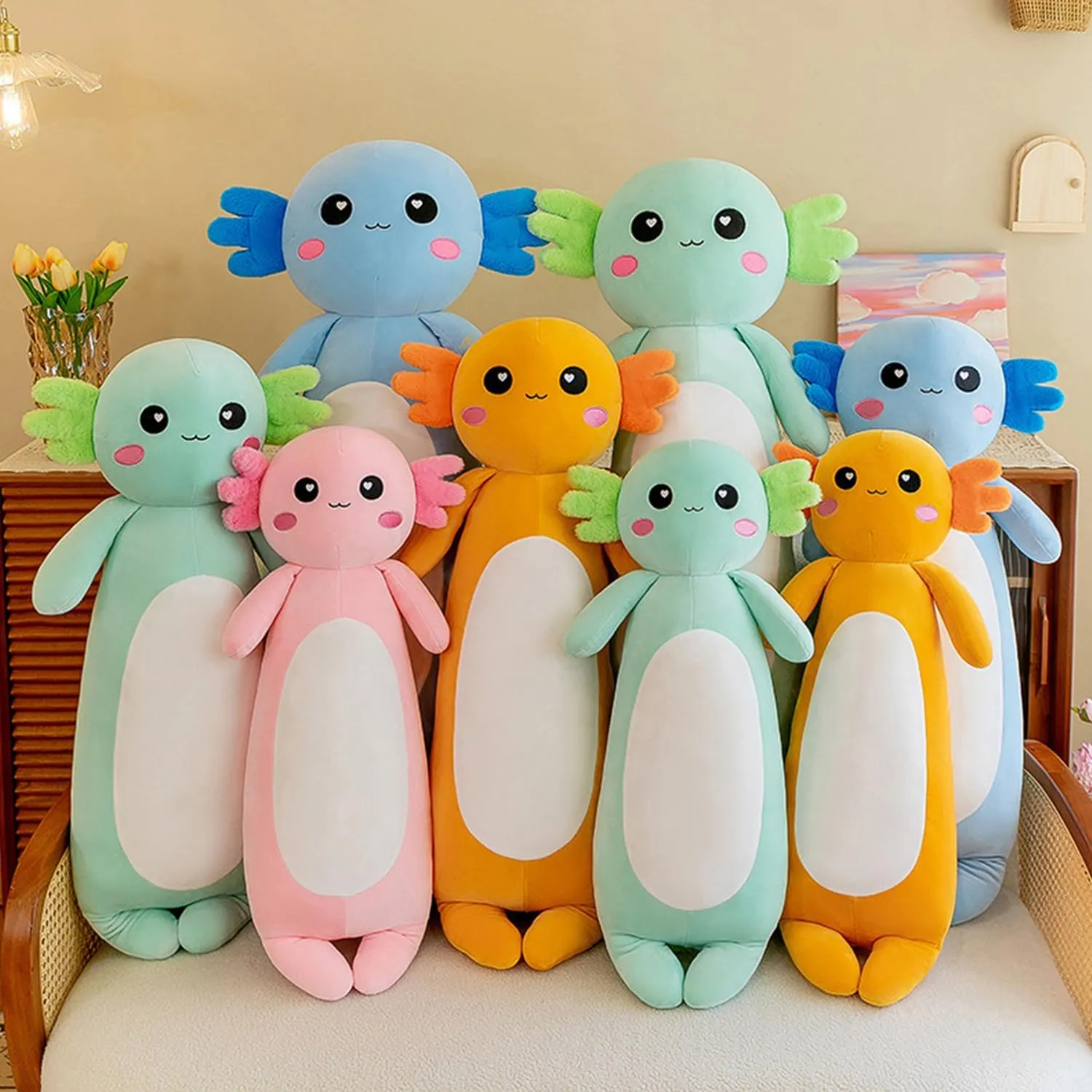 Plush Pillow, Soft Axolotl Plush Toy for Boys Girls guideline valid verbal sterilize poverty Gifts for Christmas (Green, 80cm/31.49inch) Long Axolotl Stuffed Animal Salamander 