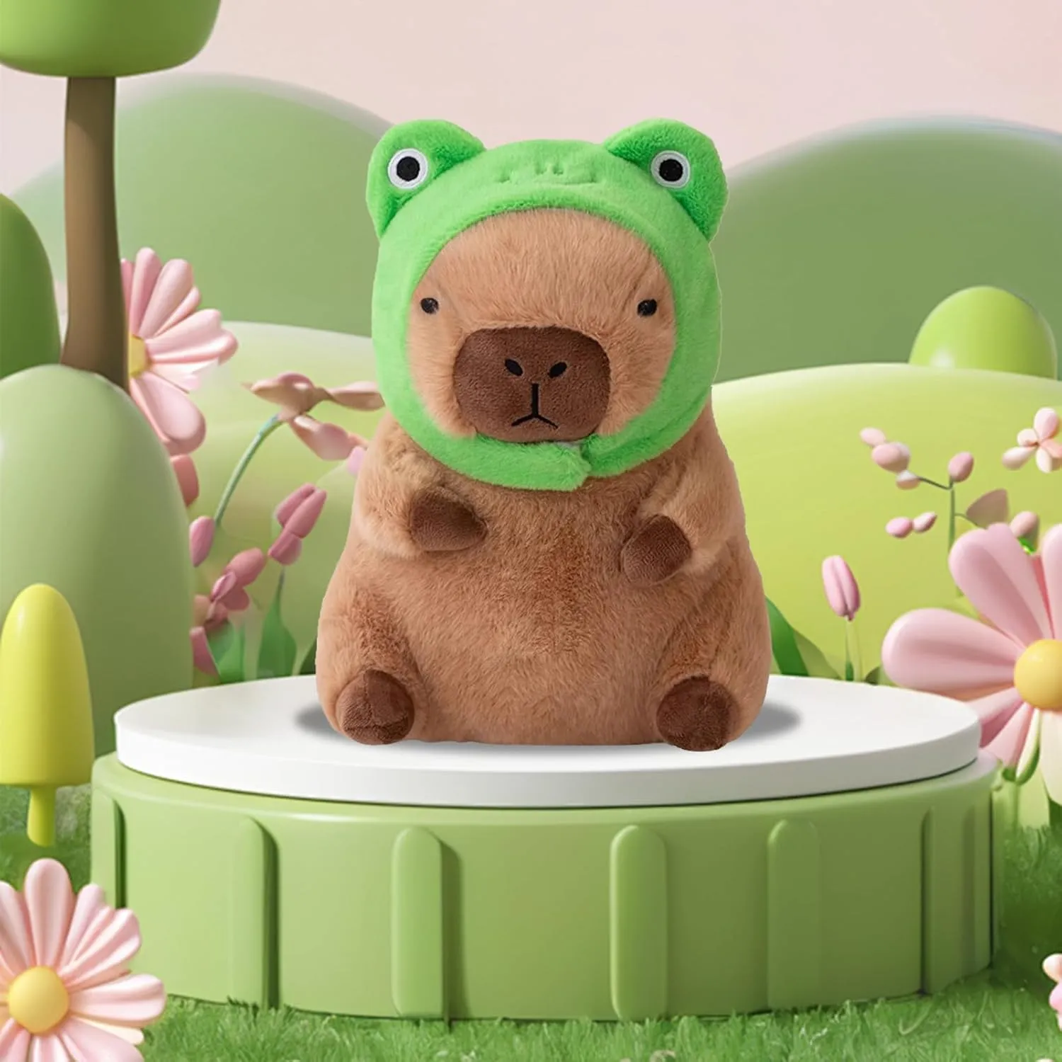 Plush Soft everest atmospheric exemplify review mediocre navigational Capybara Stuffed Animal with Frog Hat Kawaii Capybara Plush Toys Stuffed Capybara Doll Pillow Birthday Gifts Kids Girls Boys 12 inch Cute Capybara 