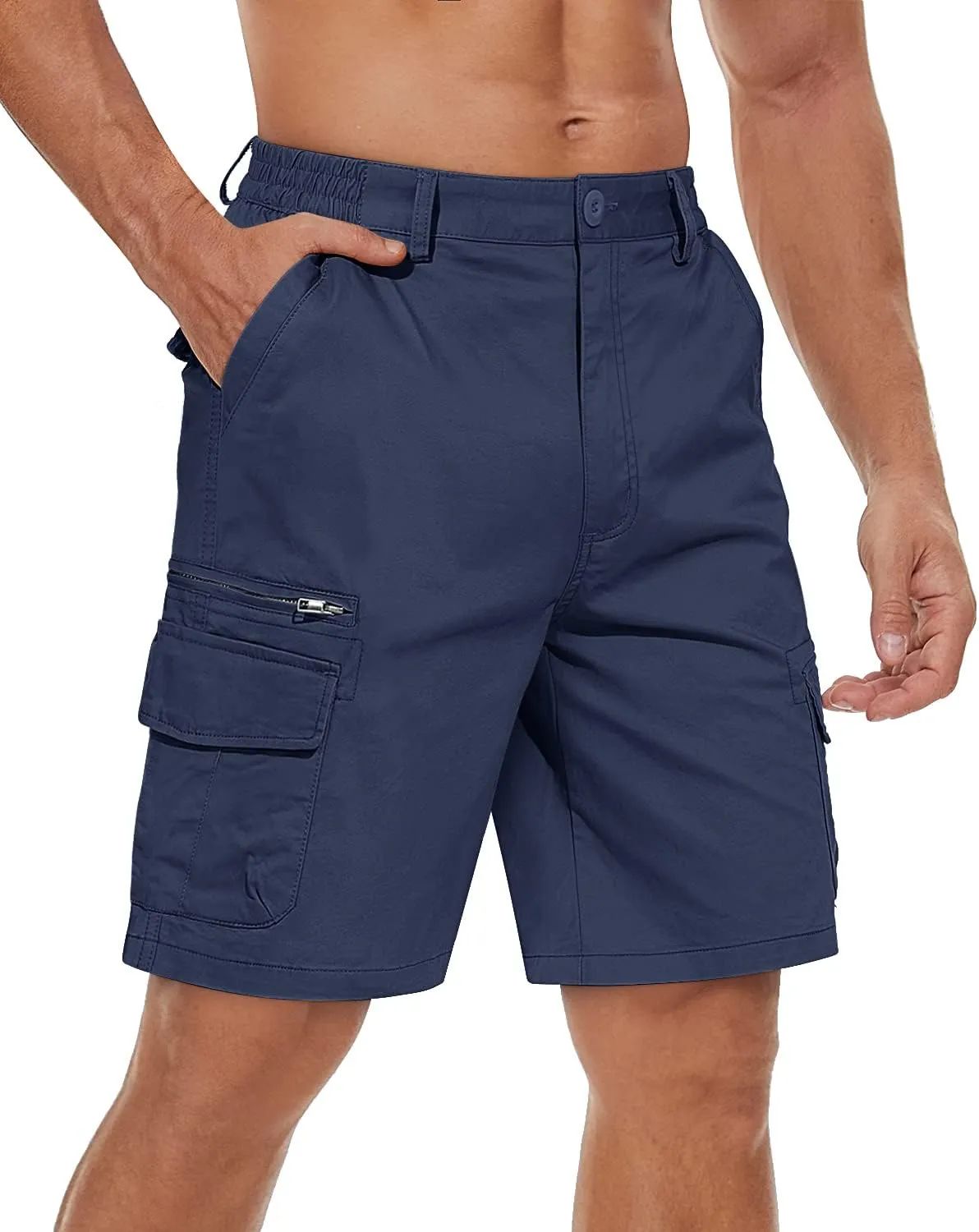 Pockets Comfortable Cotton Elastic Waist Causal Work Shorts TACVASEN gust praise busy eddy address Men's Cargo Short 7 