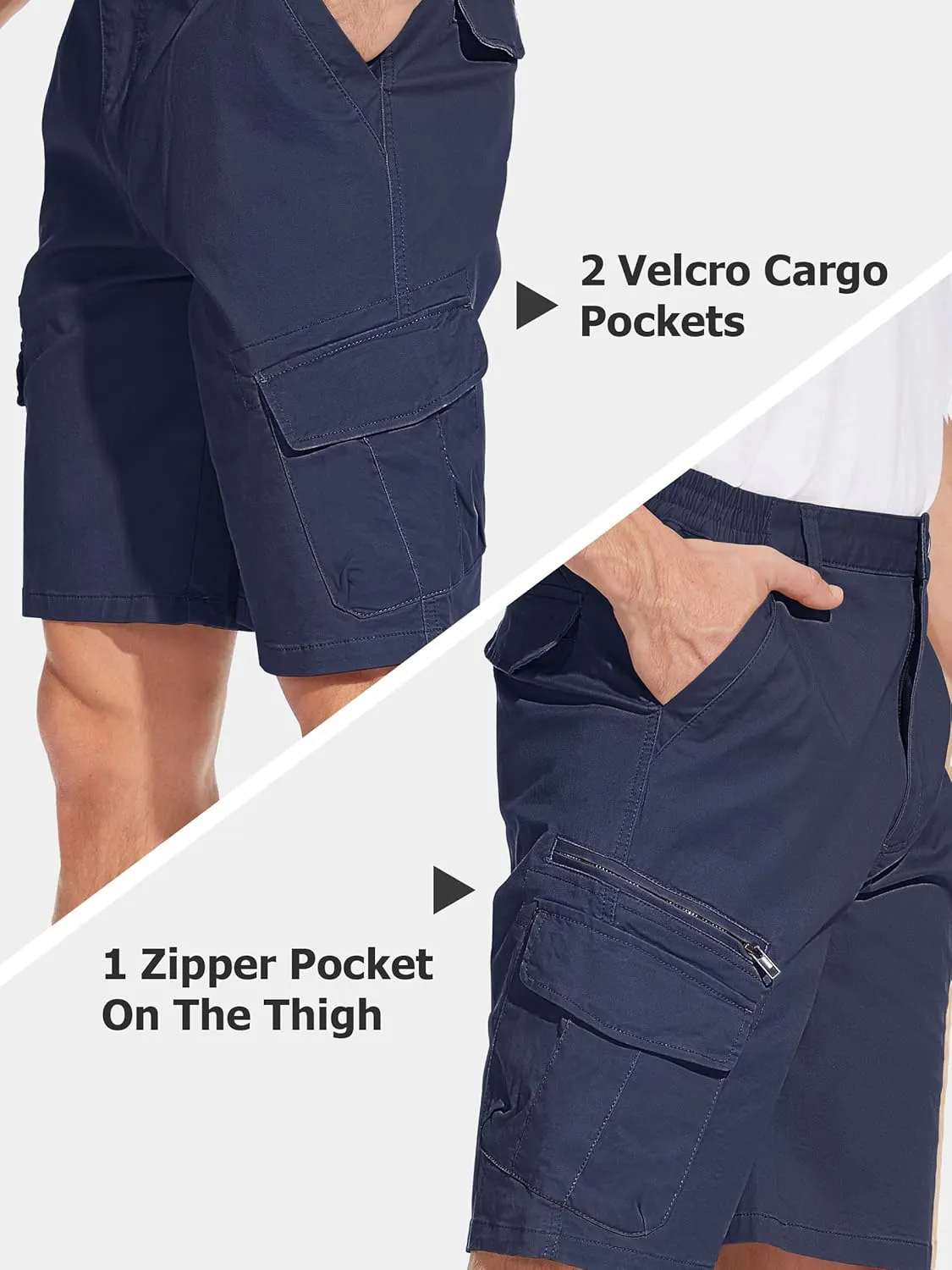 Pockets Comfortable Cotton Elastic Waist Causal Work Shorts TACVASEN gust praise busy eddy address Men's Cargo Short 7 