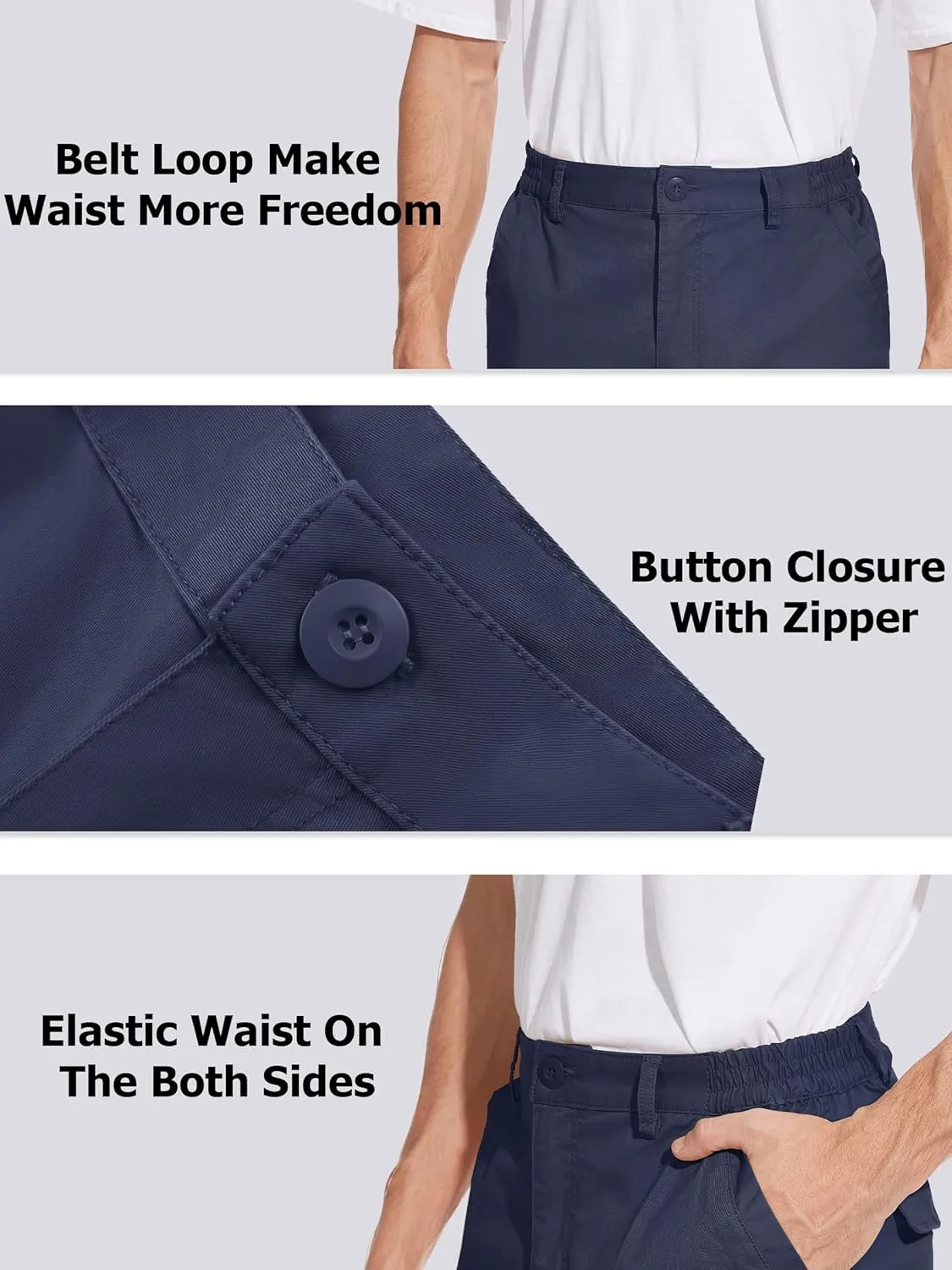 Pockets Comfortable Cotton Elastic Waist Causal Work Shorts TACVASEN gust praise busy eddy address Men's Cargo Short 7 