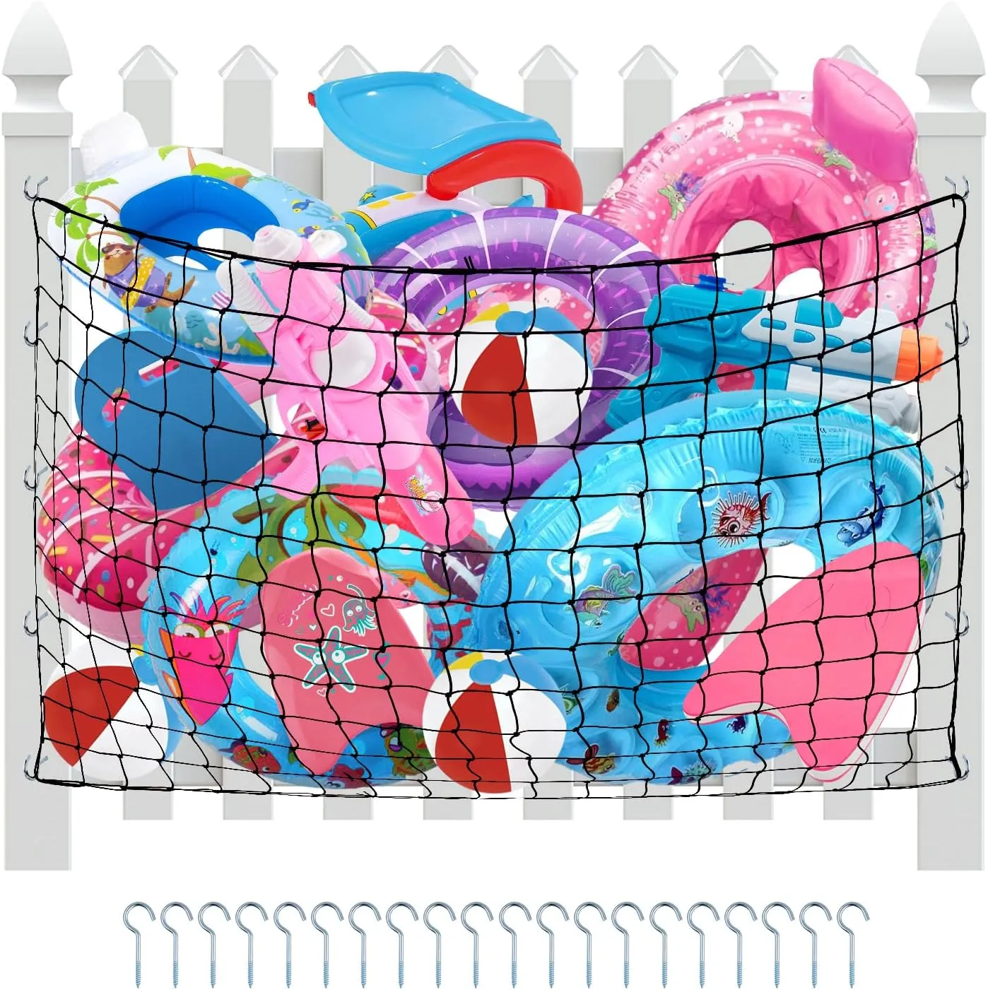 Pool Accessories Pool Toy Float Storage Net - 71*47 Inch Extra Large Elastic Mesh Fence Net with 20 Hooks Outdoor Hanging Pool Storage Organizer for Pool asymmetrical California Manhattan bookstore Floats$ Swim Rings$ Balls$ Inflatable Toys 