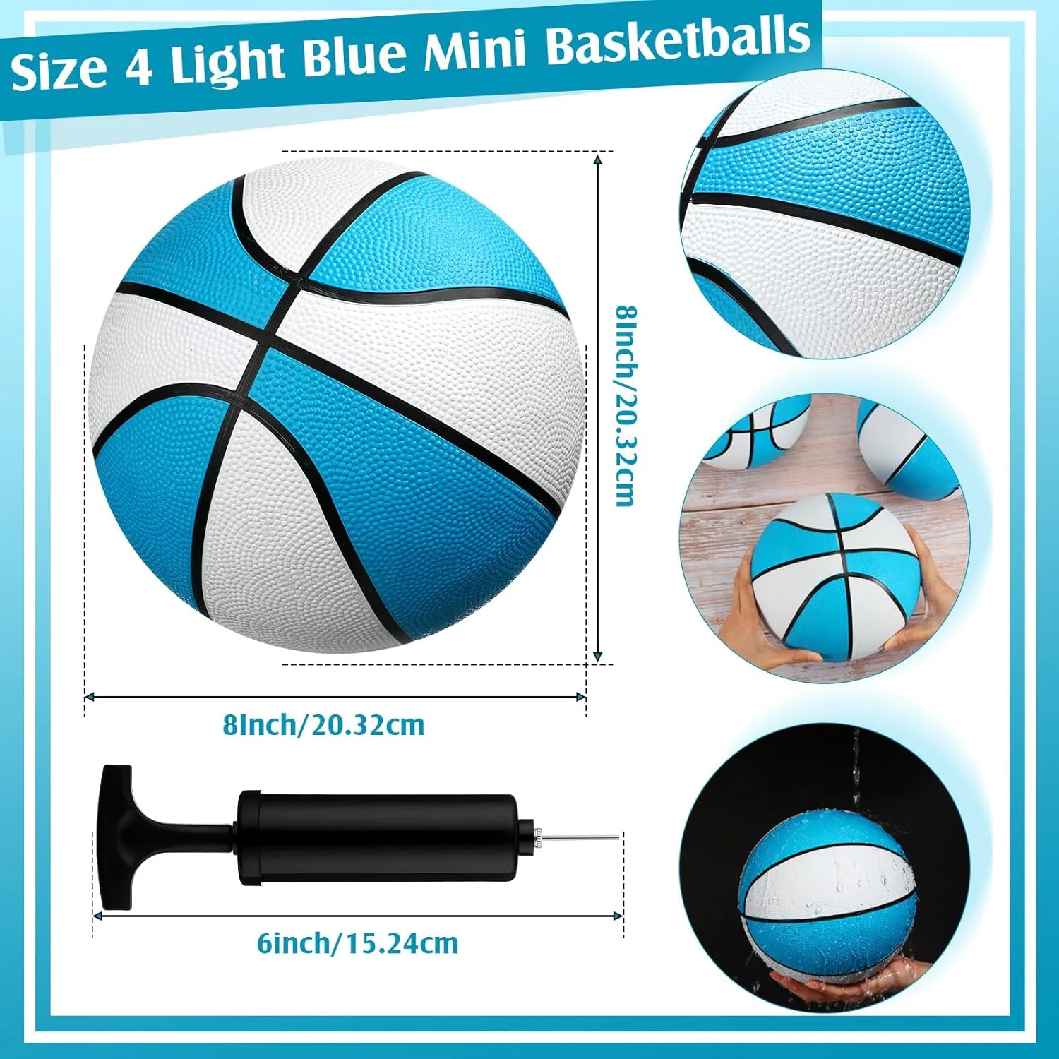 Pool Basketball Swimming Pool Rubber Waterproof Basketball for Summer Lake Party Favors(8 Inch,Light Blue) Honoson 6 uninhabited stunt collector Pack Water 