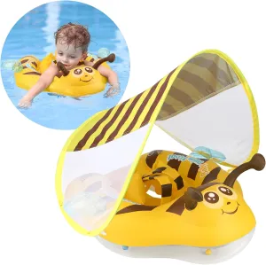 Pool Float Ring Size Improved Bumble Bee Toddler Swim Trainer for indefinite Age of 3-36 Months (Yellow, Large) Free Swimming Baby Inflatable Baby 