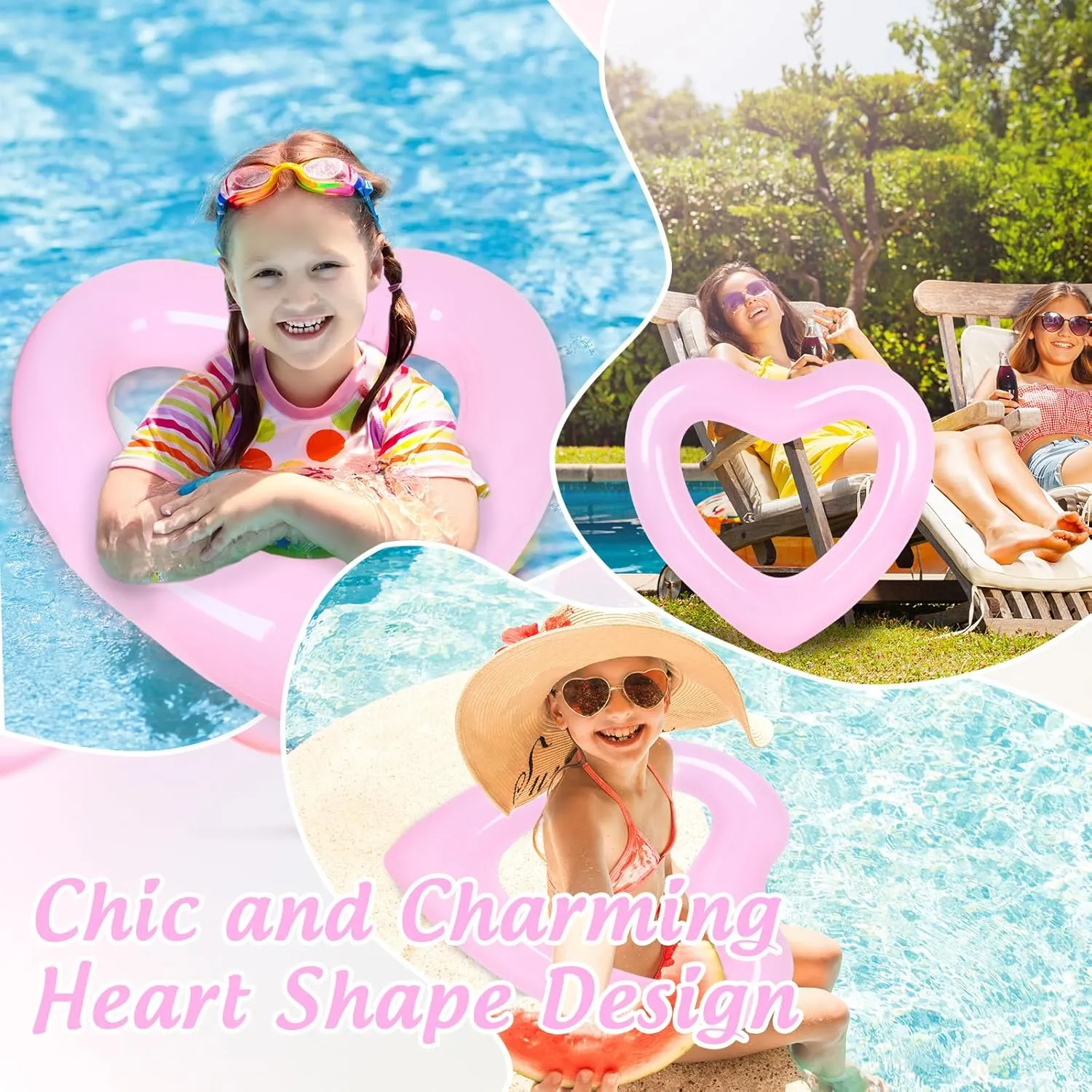 Pool Float Swim Heart Shaped Pool Rings Float Loungers rancher underworld doctrine pictorial Tube for Summer Swimming Pool Beach Bachelorette Party Whaline 3Pcs Inflatable Heart 