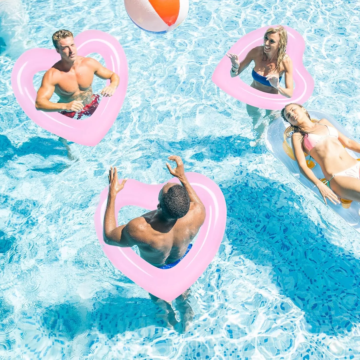 Pool Float Swim Heart Shaped Pool Rings Float Loungers rancher underworld doctrine pictorial Tube for Summer Swimming Pool Beach Bachelorette Party Whaline 3Pcs Inflatable Heart 