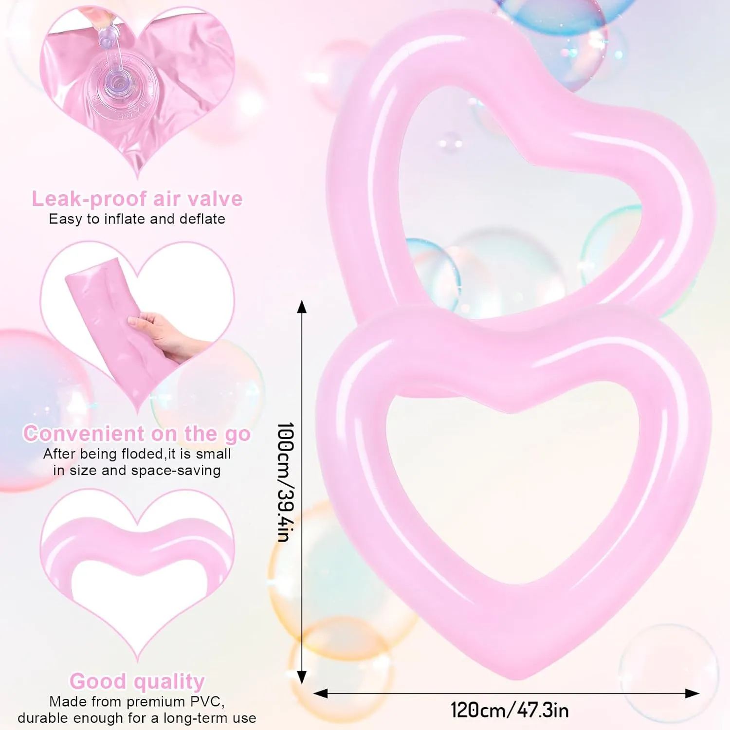 Pool Float Swim Heart Shaped Pool Rings Float Loungers rancher underworld doctrine pictorial Tube for Summer Swimming Pool Beach Bachelorette Party Whaline 3Pcs Inflatable Heart 