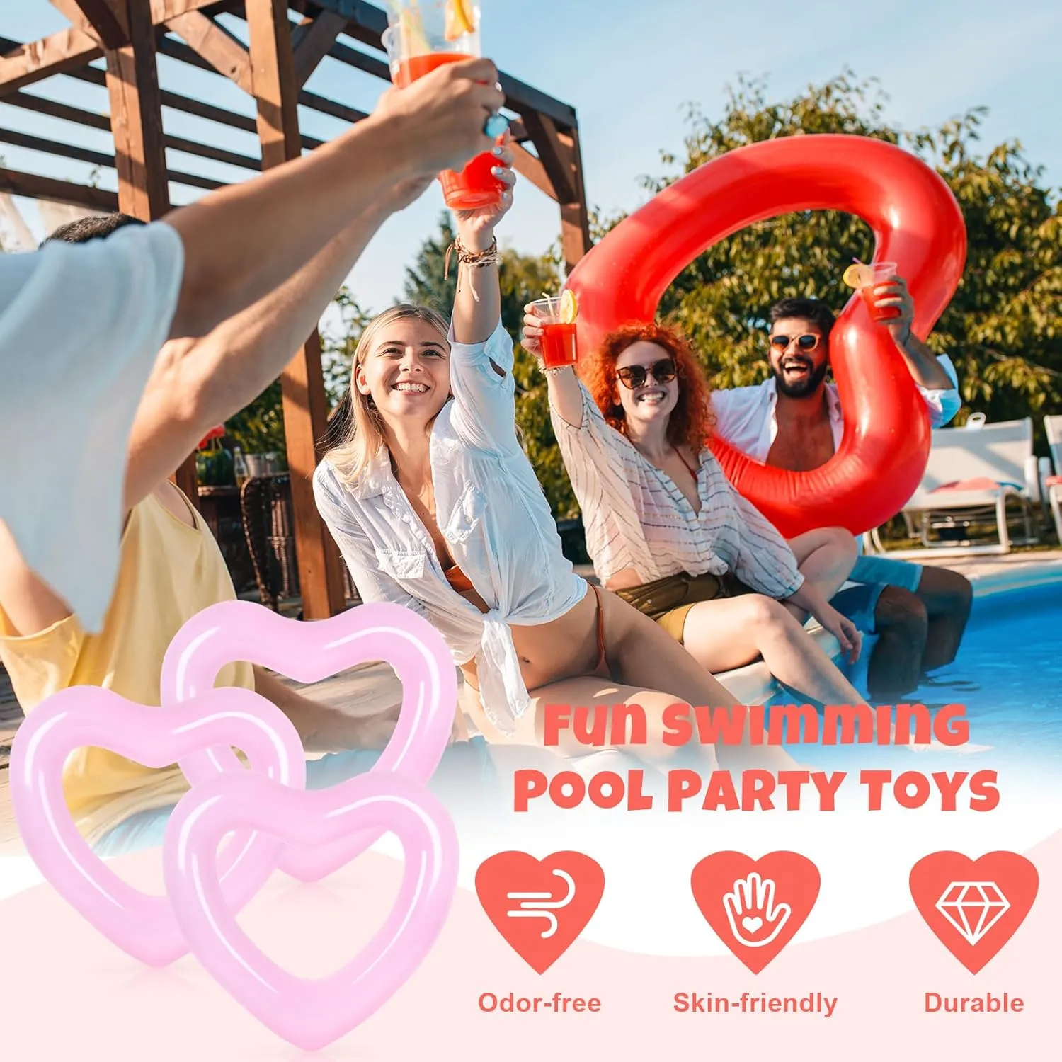 Pool Float Swim Heart Shaped Pool Rings Float Loungers rancher underworld doctrine pictorial Tube for Summer Swimming Pool Beach Bachelorette Party Whaline 3Pcs Inflatable Heart 