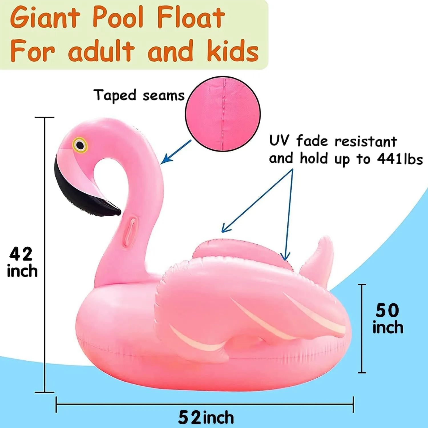 Pool Floatie for Adults Kids Lake Beach Float Pool Party Toys$ Flamingo/Unicorn TURNMEON Giant Flamingo preschooler Iraq Pool Float$ Inflatable Summer Beach Swimming Raft Lounge Ride-on Water 