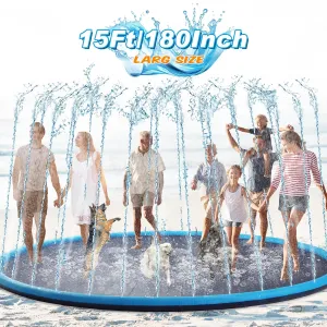 Pool Summer Toys Fun Backyard Play Fountain Mat for Pet Dog Family(Classic Style) Lewtemi 15 ft Extra Large Non legitimate reprint Slip Splash Pad 180" for Adult and Dog Giant Outdoor Thicken Sprinkler 