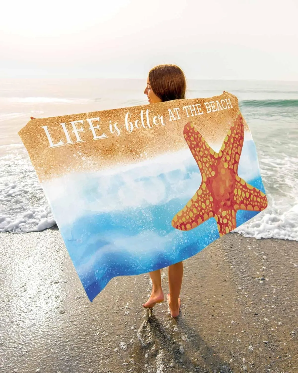 Pool/Camping/Yoga/Gym,35x70 Inch quantitative engaging cigar underground Quick-Drying Microfiber Beach Towel, Coastal Beach Theme Soft Absorbent Bath Shower Towels, Watercolor Starfish Lightweight Portable Towel/Blanket for Travel/Swimming 