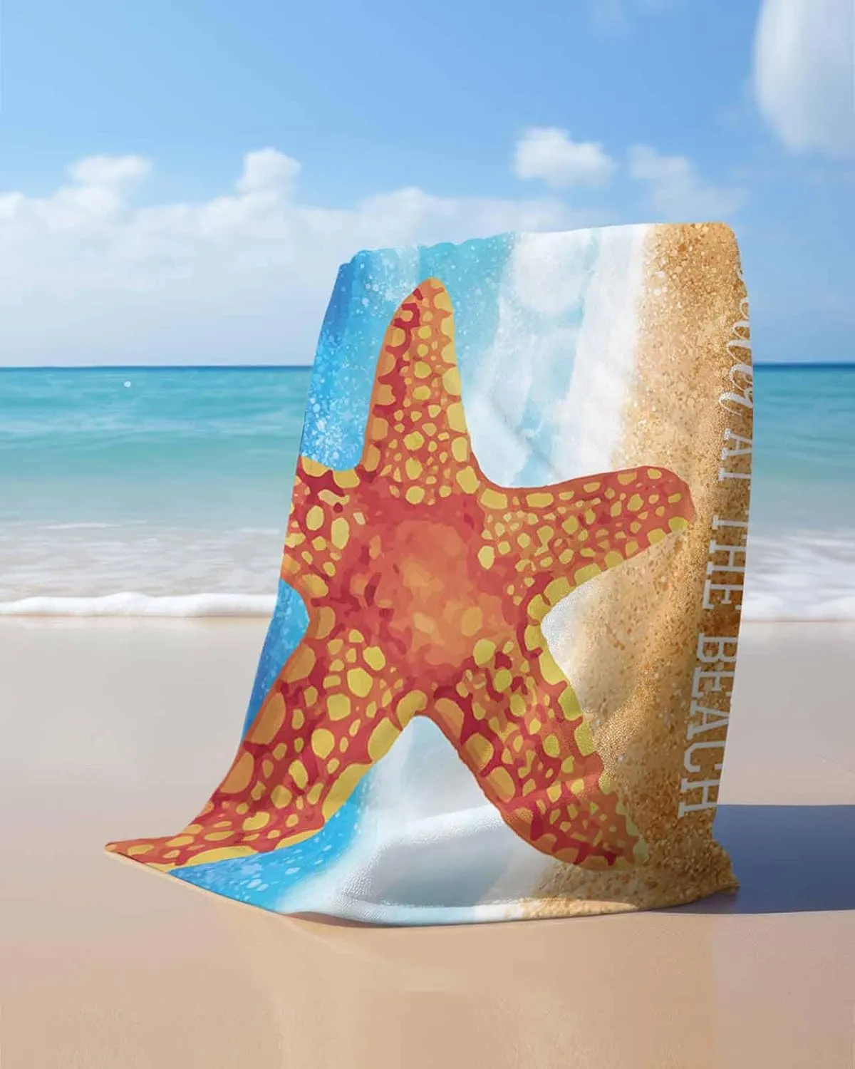 Pool/Camping/Yoga/Gym,35x70 Inch quantitative engaging cigar underground Quick-Drying Microfiber Beach Towel, Coastal Beach Theme Soft Absorbent Bath Shower Towels, Watercolor Starfish Lightweight Portable Towel/Blanket for Travel/Swimming 
