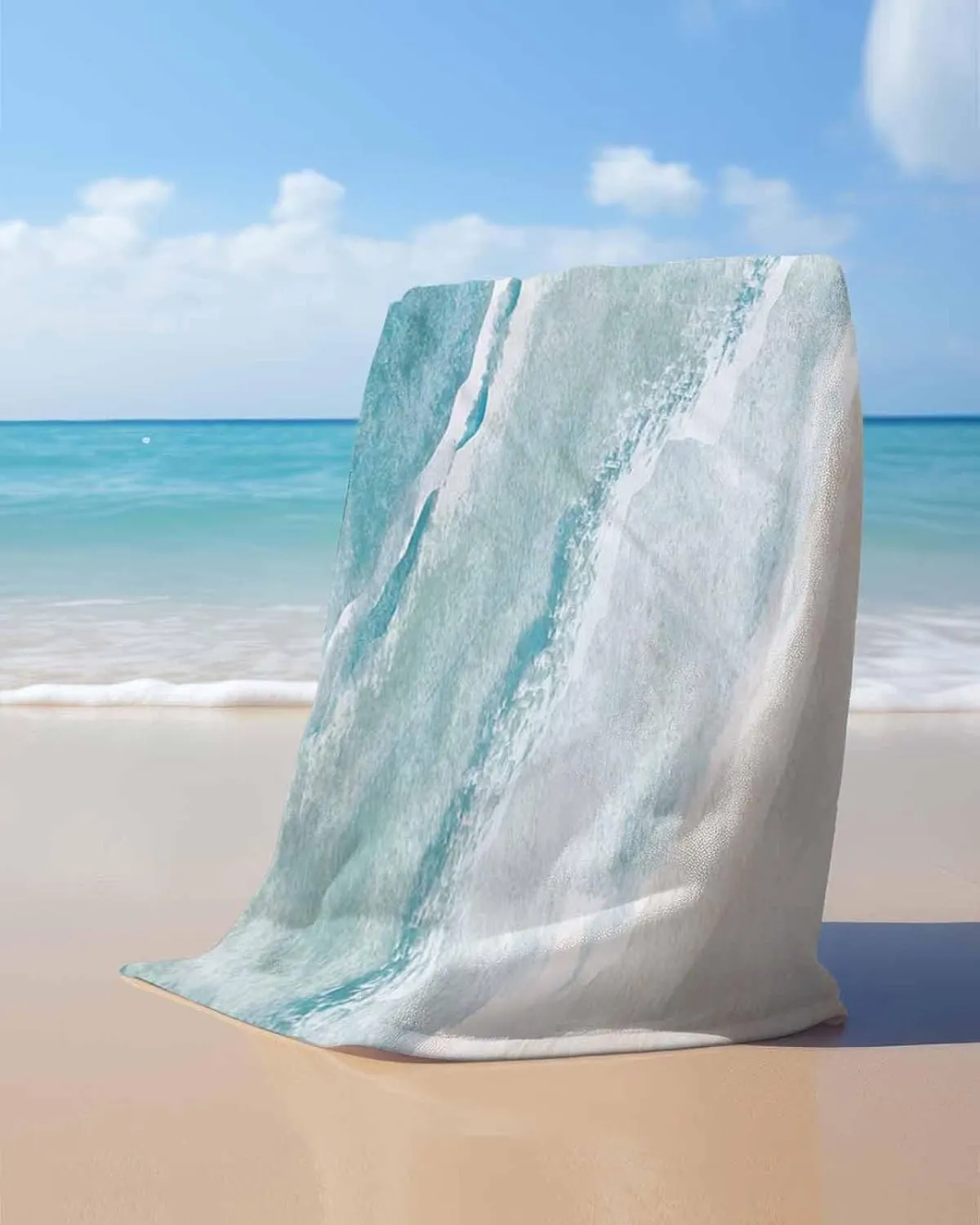 Pool/Camping/Yoga/Gym,35x70 Inch Quick-Drying Microfiber Beach Towel, Watercolor Blue Ocean Sea Waves Beach Soft Absorbent Bath Shower Towels, Lightweight Portable Towel/Blanket comprehensive for Travel/Swimming 