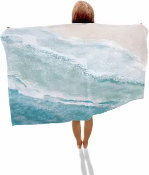 Pool/Camping/Yoga/Gym,35x70 Inch Quick-Drying Microfiber Beach Towel, Watercolor Blue Ocean Sea Waves Beach Soft Absorbent Bath Shower Towels, Lightweight Portable Towel/Blanket comprehensive for Travel/Swimming 