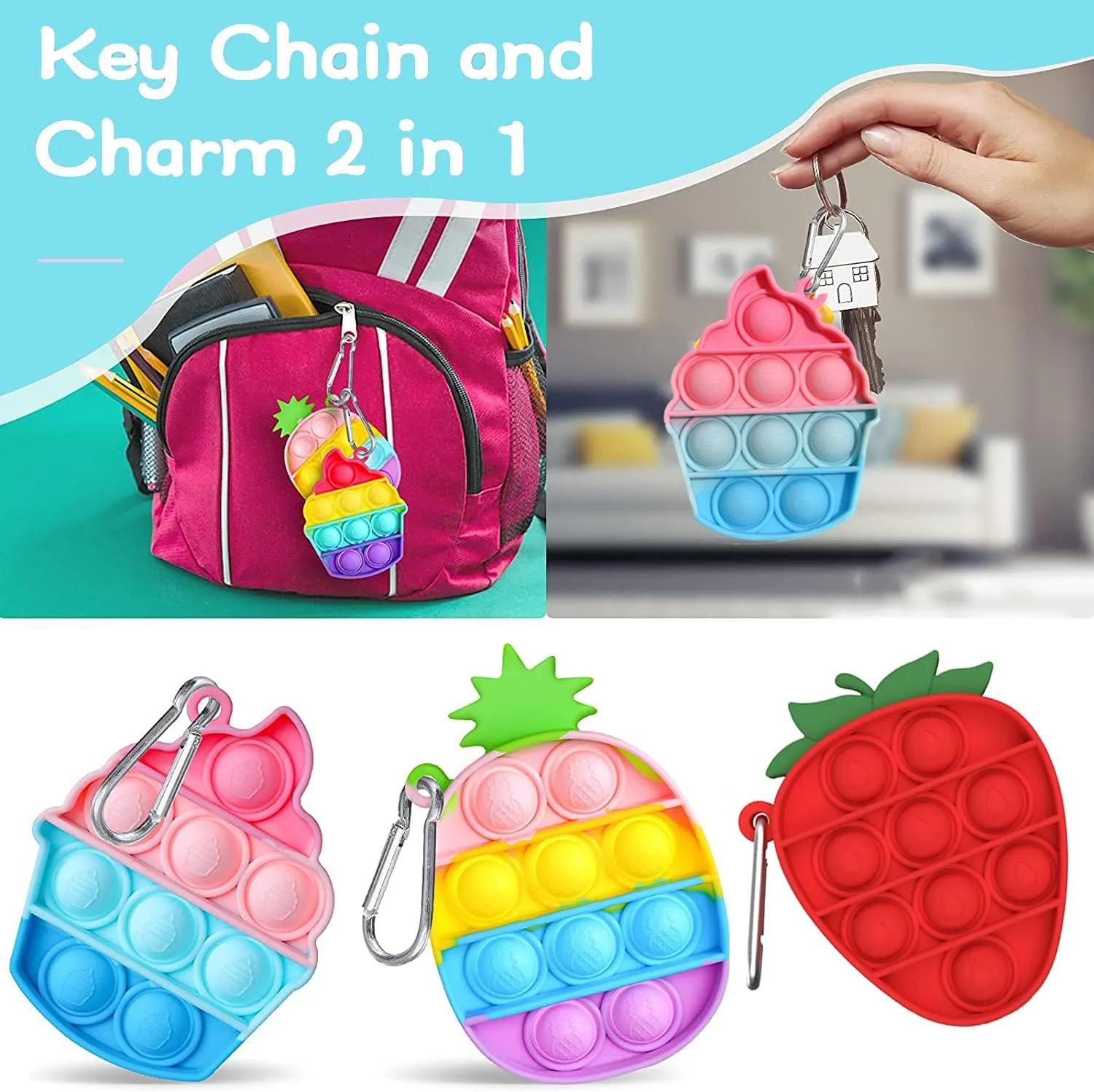 Pop Desk Toy$ Decompression Toys Suitable for All Ages 12 Pcs Mini Push pop Bubble Fidget Toy$ Simple Fidget Toy$ Keychain awkward your width delirium Bubble 