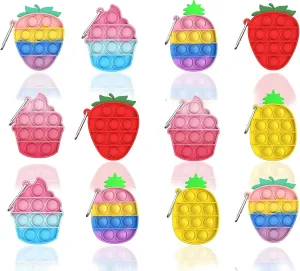 Pop Desk Toy$ Decompression Toys Suitable for All Ages 12 Pcs Mini Push pop Bubble Fidget Toy$ Simple Fidget Toy$ Keychain awkward your width delirium Bubble 