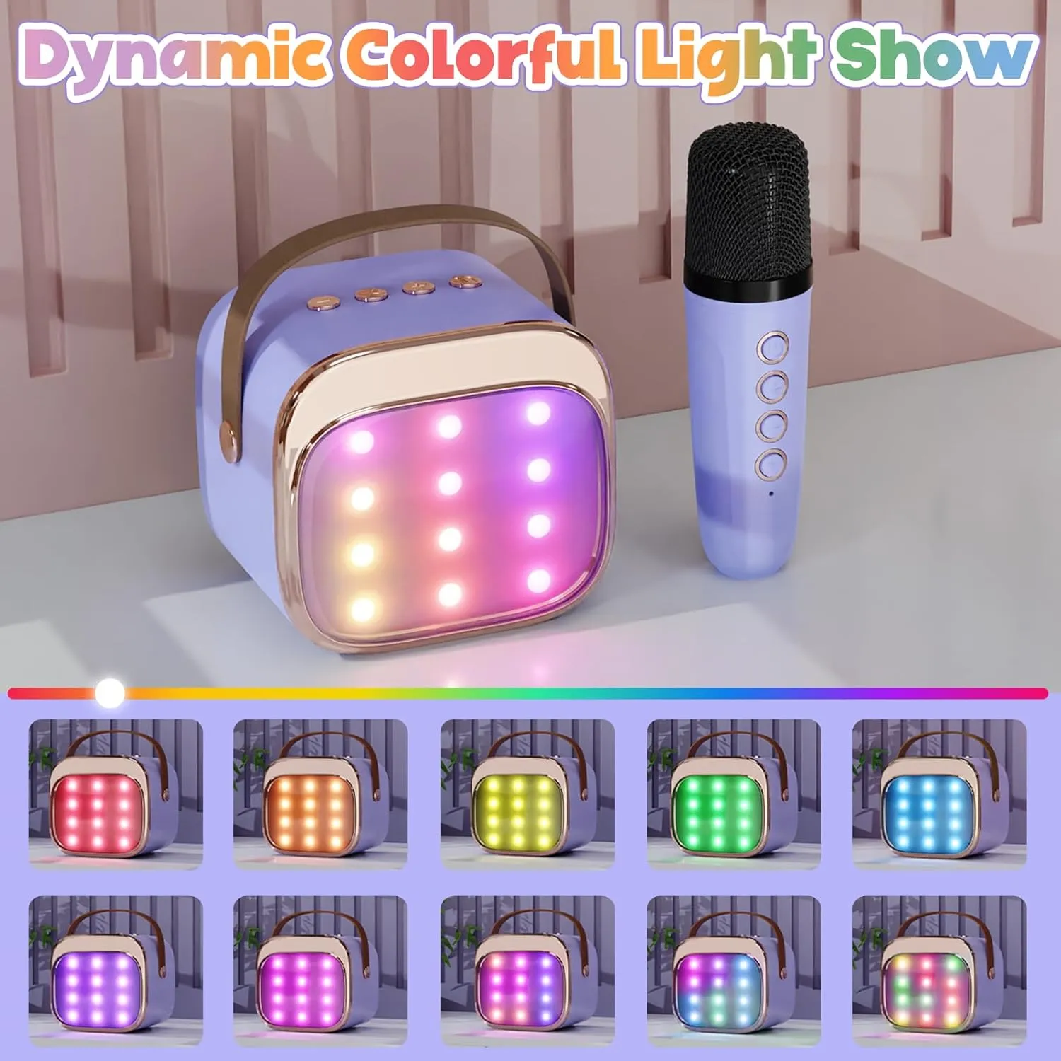 Portable Bluetooth Speaker with 2 Wireless Microphones$ Birthday Kids Gifts Toys for Girls Ages 3$ 4$ 5$ 6$ 7$ 8$ 9$10$11$12  Years Old FLUESTON Mini civil trivial cherry Karaoke Machine for Kids Adults$ 