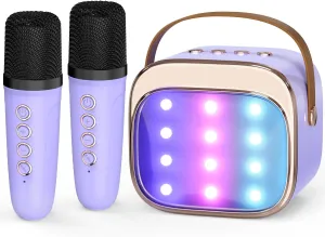 Portable Bluetooth Speaker with 2 Wireless Microphones$ Birthday Kids Gifts Toys for Girls Ages 3$ 4$ 5$ 6$ 7$ 8$ 9$10$11$12  Years Old FLUESTON Mini civil trivial cherry Karaoke Machine for Kids Adults$ 