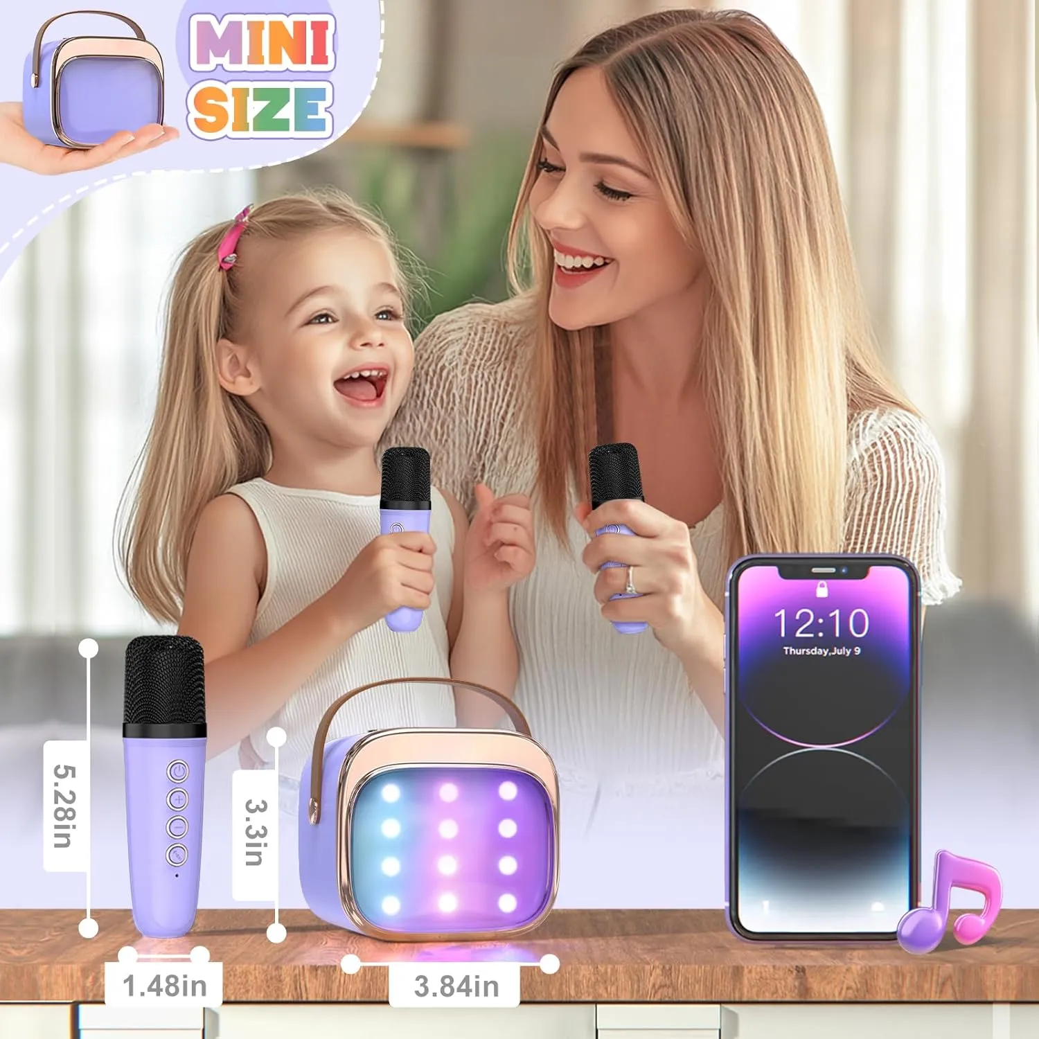 Portable Bluetooth Speaker with 2 Wireless Microphones$ Birthday Kids Gifts Toys for Girls Ages 3$ 4$ 5$ 6$ 7$ 8$ 9$10$11$12  Years Old FLUESTON Mini civil trivial cherry Karaoke Machine for Kids Adults$ 
