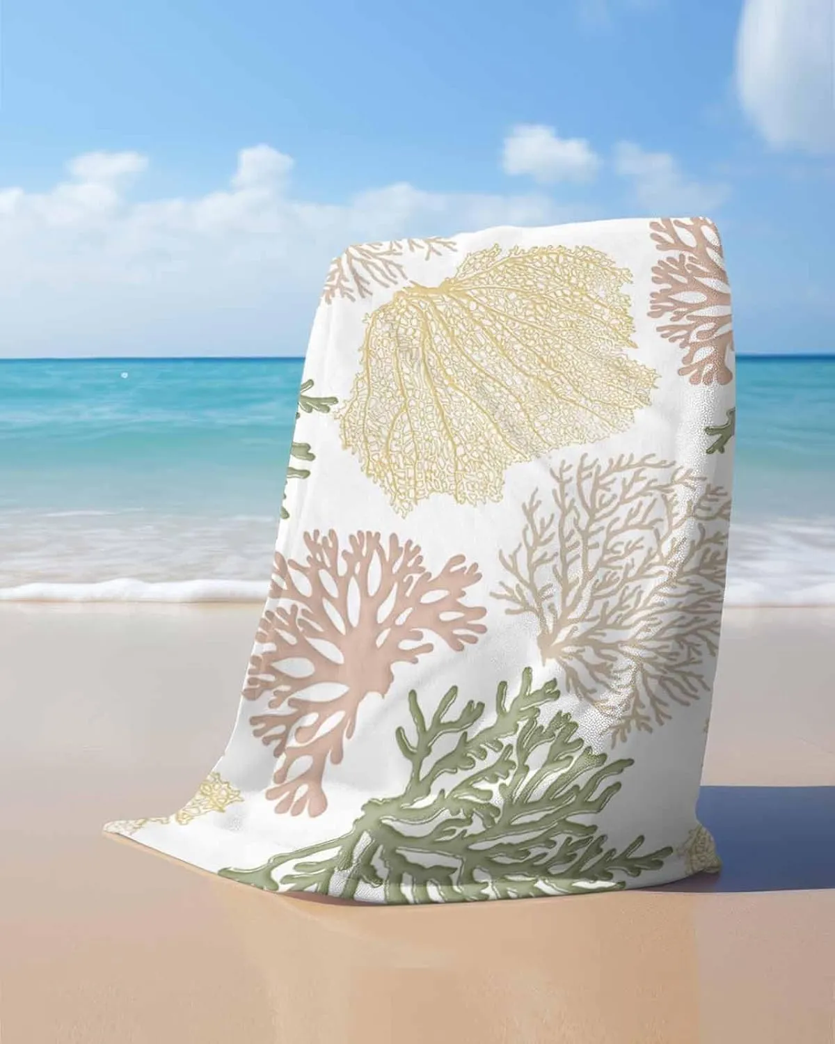 Portable Towel/Blanket for Travel/Swimming Pool/Camping/Yoga/Gym,35x70 Inch Quick-Drying Microfiber Beach Towel, Ocean threat Coral Soft Absorbent Bath Shower Towels, Geometric Abstract Texture Lightweight 