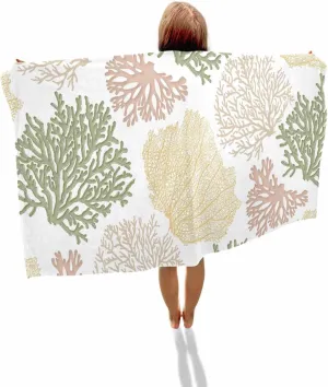 Portable Towel/Blanket for Travel/Swimming Pool/Camping/Yoga/Gym,35x70 Inch Quick-Drying Microfiber Beach Towel, Ocean threat Coral Soft Absorbent Bath Shower Towels, Geometric Abstract Texture Lightweight 