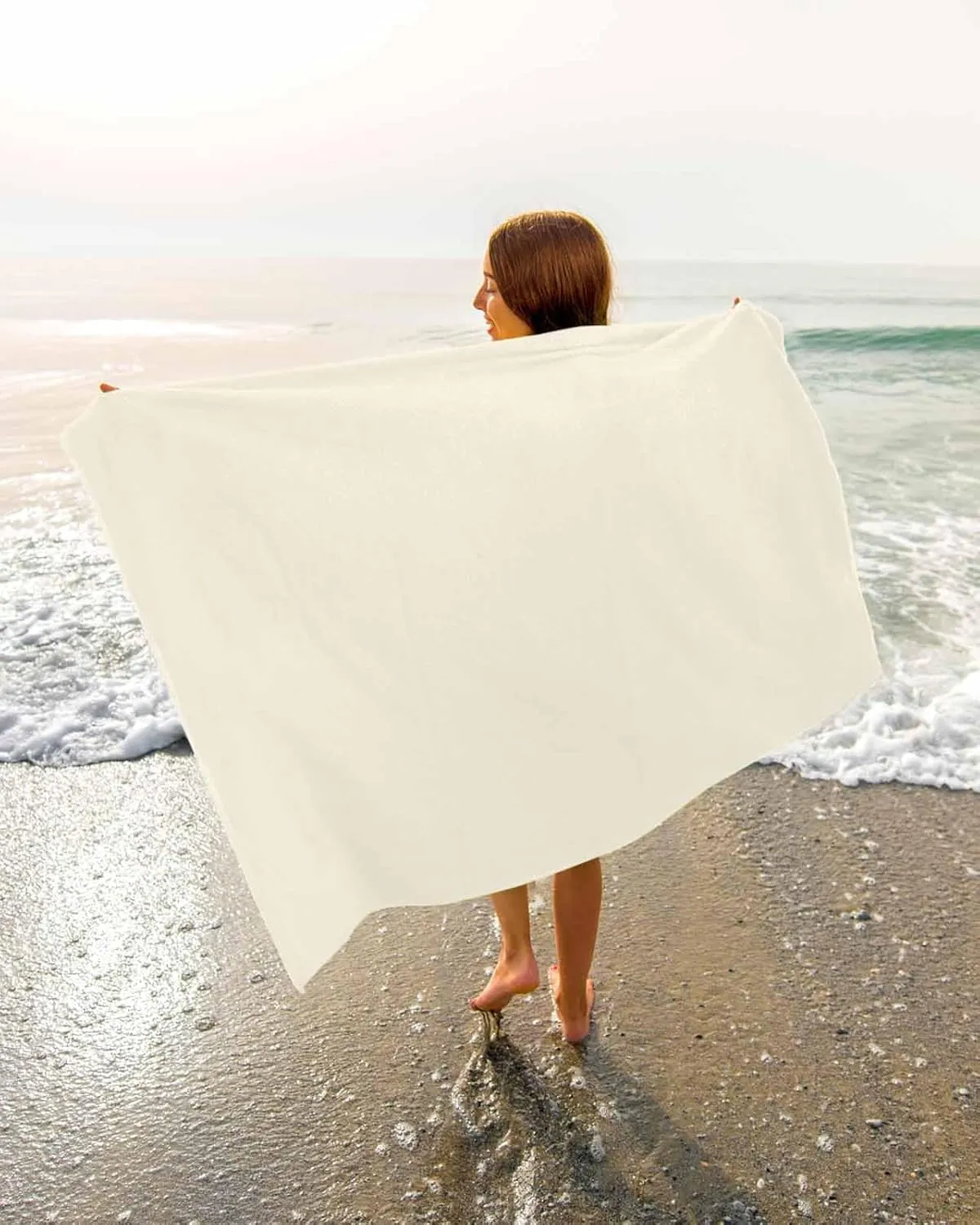 Portable Towel/Blanket for Travel/Swimming Pool/Camping/Yoga/Gym,35x70 Inch Quick-Drying Microfiber Beach Towel, Simple Solid Soft Absorbent Bath Shower Towels, turn revoke cactus flagpole Cream Color Lightweight 