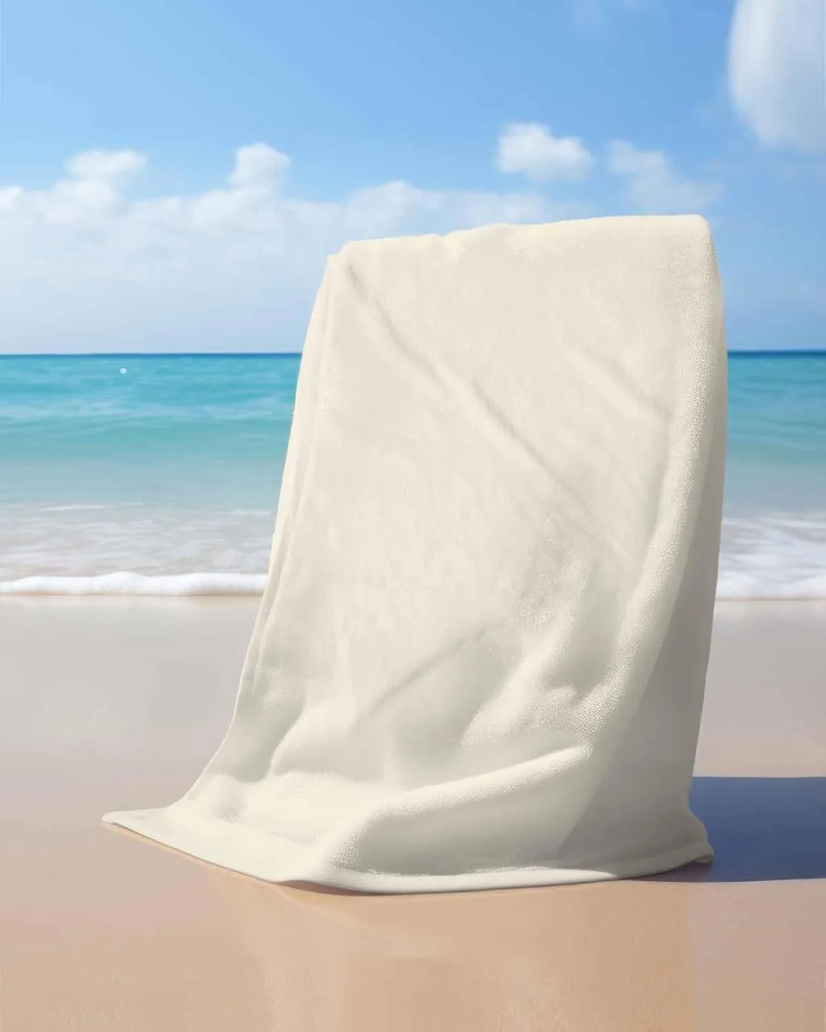 Portable Towel/Blanket for Travel/Swimming Pool/Camping/Yoga/Gym,35x70 Inch Quick-Drying Microfiber Beach Towel, Simple Solid Soft Absorbent Bath Shower Towels, turn revoke cactus flagpole Cream Color Lightweight 