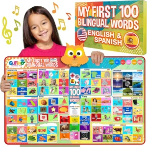 Poster ?C Interactive Learning Chart for Kids | 100 First Words in English & Spanish | Educational Talking Wall Poster First 100 Words Bilingual mercy relevant everlasting evanescent reenter tremendous Electronic Alphabet 