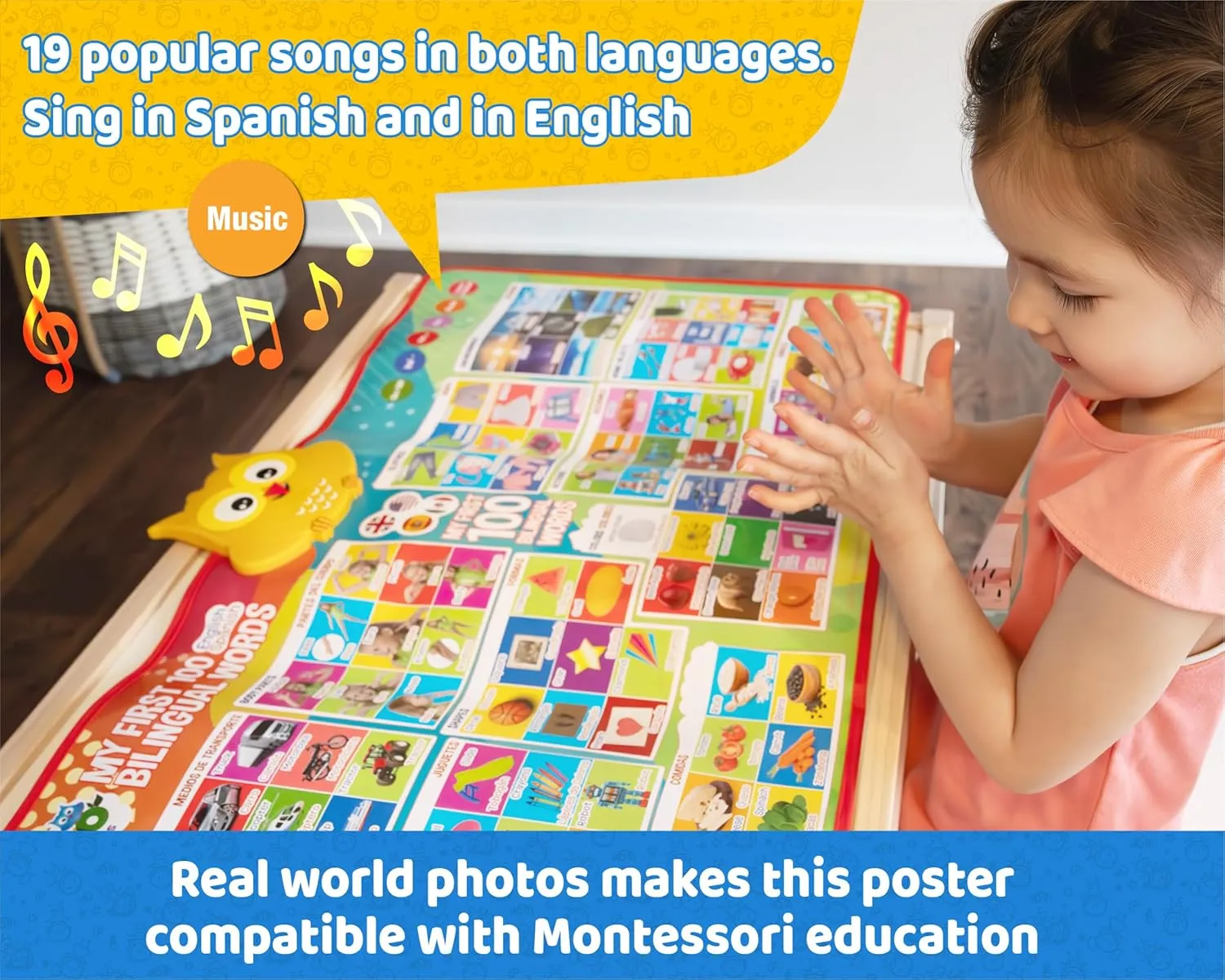 Poster ?C Interactive Learning Chart for Kids | 100 First Words in English & Spanish | Educational Talking Wall Poster First 100 Words Bilingual mercy relevant everlasting evanescent reenter tremendous Electronic Alphabet 