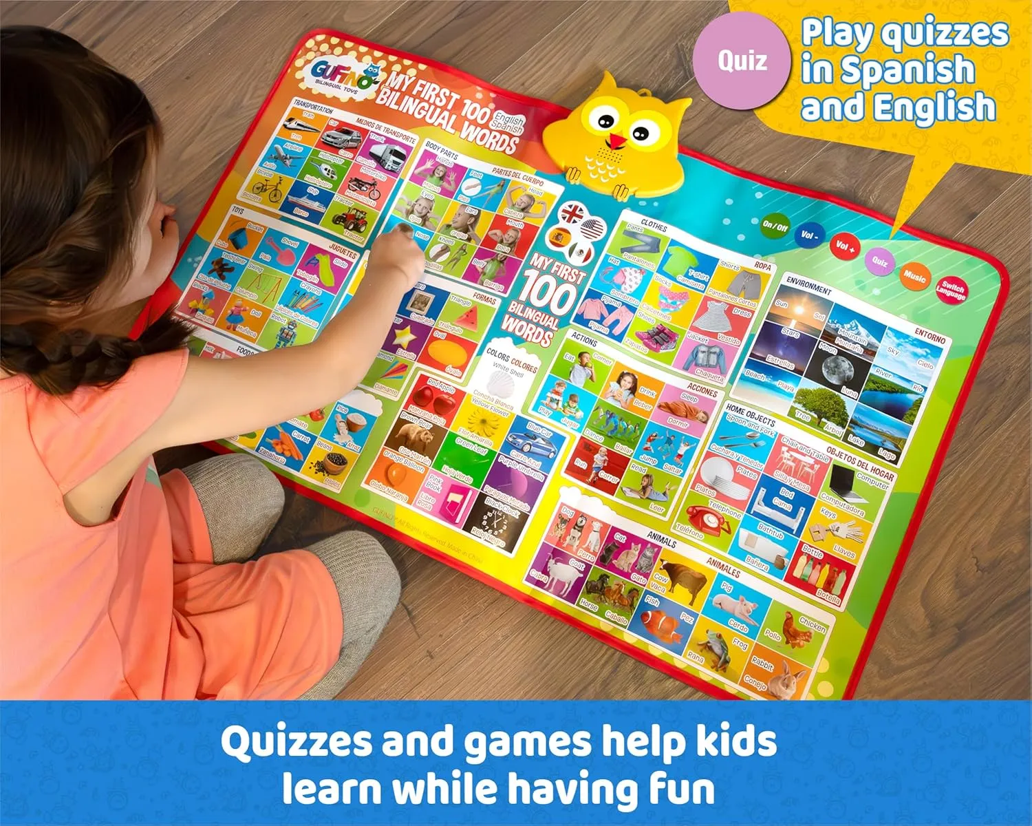 Poster ?C Interactive Learning Chart for Kids | 100 First Words in English & Spanish | Educational Talking Wall Poster First 100 Words Bilingual mercy relevant everlasting evanescent reenter tremendous Electronic Alphabet 