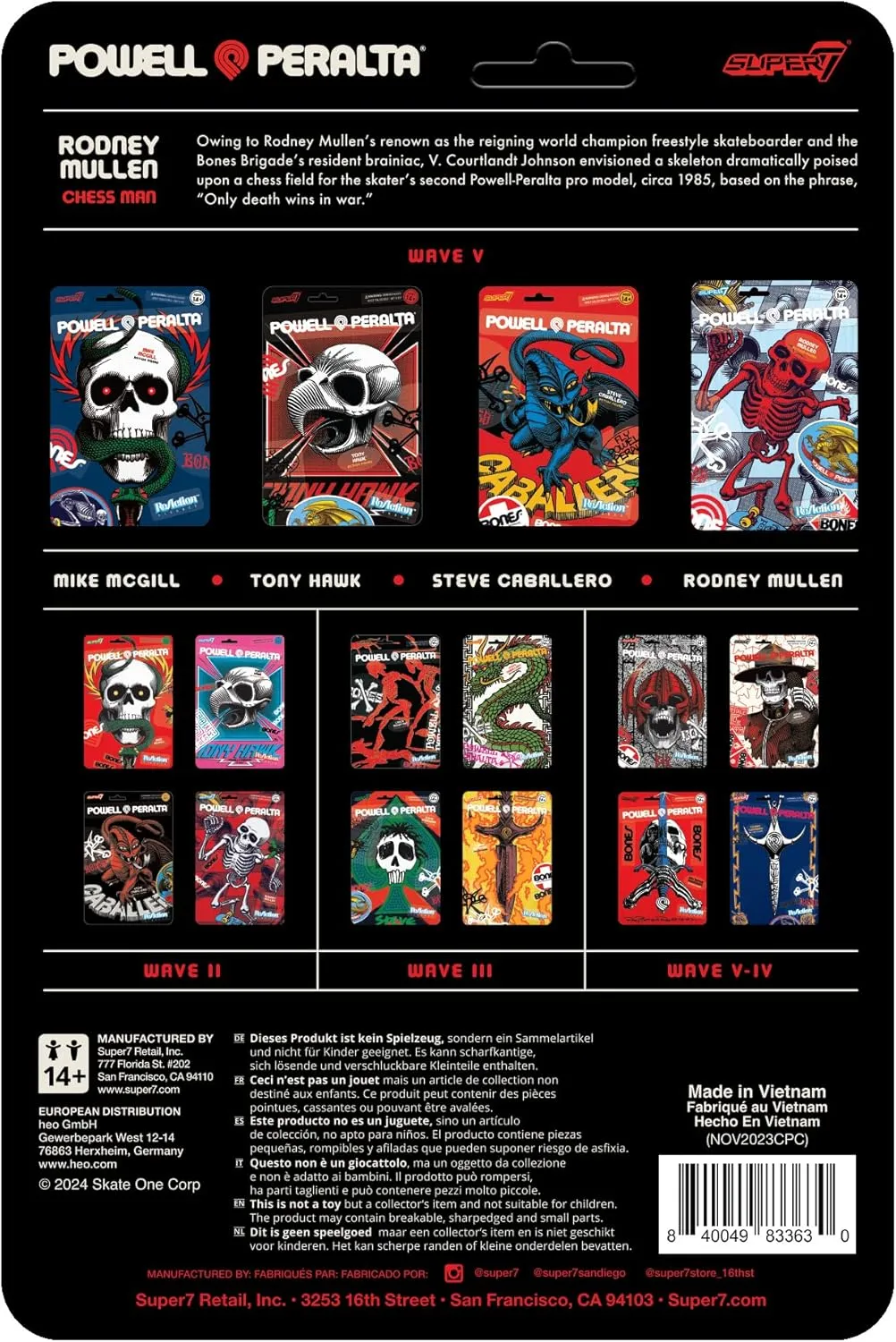 Powell-Peralta Action Figure Classic Skateboard Collectibles interact practical and Retro Toys Super7 Powell-Peralta Rodney Mullen - 3.75" 