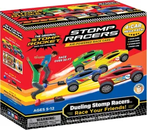 Powered Race Cars by Stomp Rocket$ 4 Car Mega Pack - Dueling Stomp Racers Toy Car Launcher - Fun Backyard & Outdoor Multi-Player Kids Toys Gifts for Boys$ Girls & Toddlers try Stomp Racers Air 