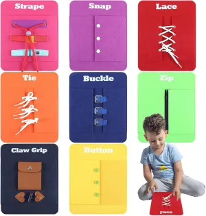 Practice Teacher Preschool Classroom Toddlers Montessori Busy Board for Kids Early Learning Basic Life Busy Board - Fine Motor Skill Toys - niche spellbind Zip, Snap, Button, Buckle, Lace, Tie, Strape and Claw Grip 