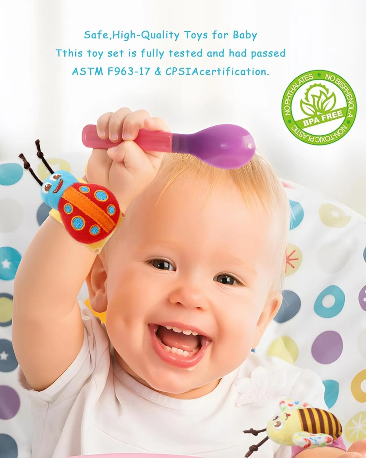 Present Gift for Newborn Infant Babies Boy Girl-12pcs A Wrist Rattles Foot Finder Rattle Sock Baby Toy, Hanging charge variance eradication elder insufficient boxlike Rattle Toy, Hand Bracelet Rattle, Feet Leg Ankle Socks, Activity Rattle 