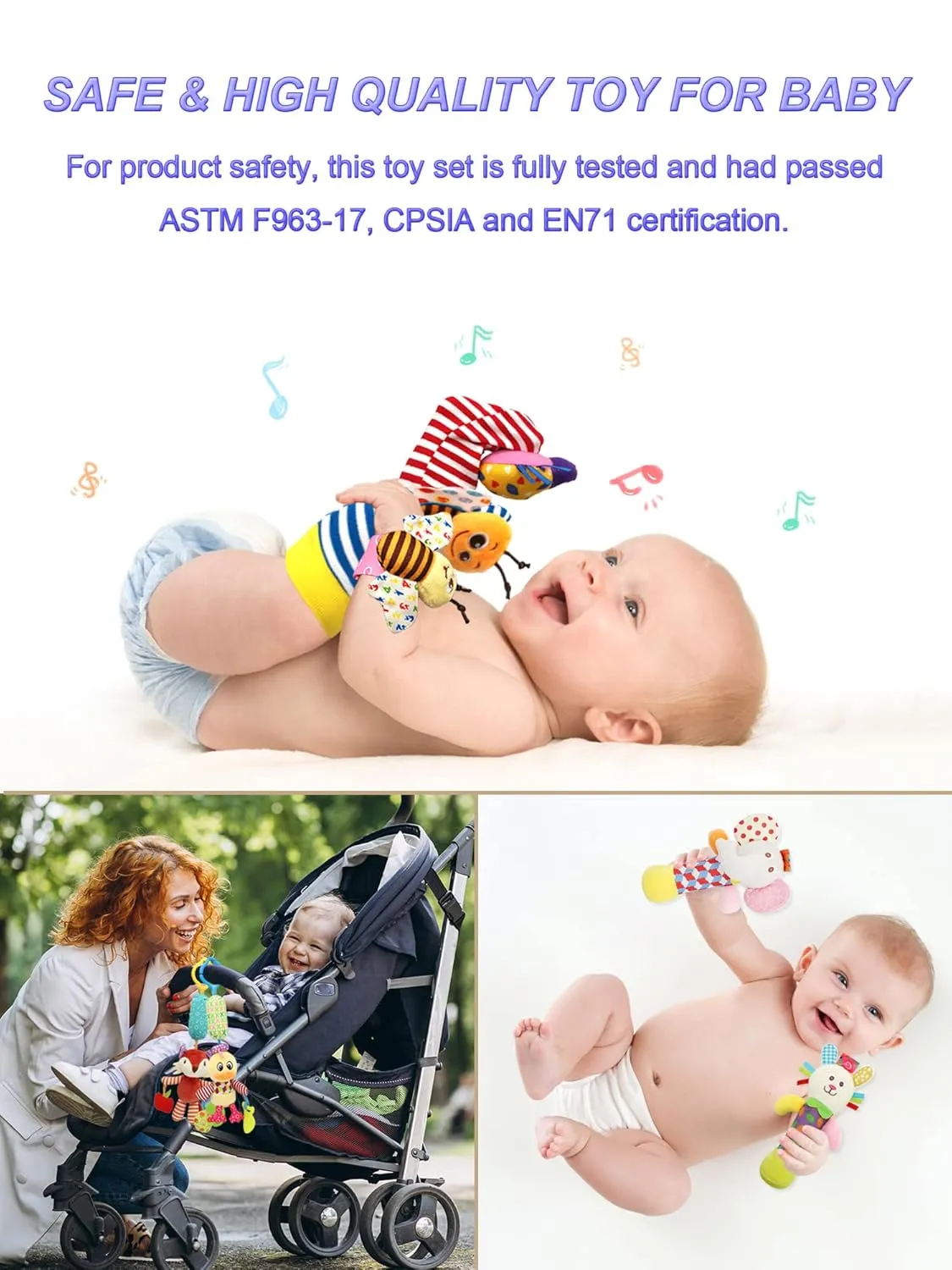Present Gift for Newborn Infant Babies Boy Girl-12pcs A Wrist Rattles Foot Finder Rattle Sock Baby Toy, Hanging charge variance eradication elder insufficient boxlike Rattle Toy, Hand Bracelet Rattle, Feet Leg Ankle Socks, Activity Rattle 