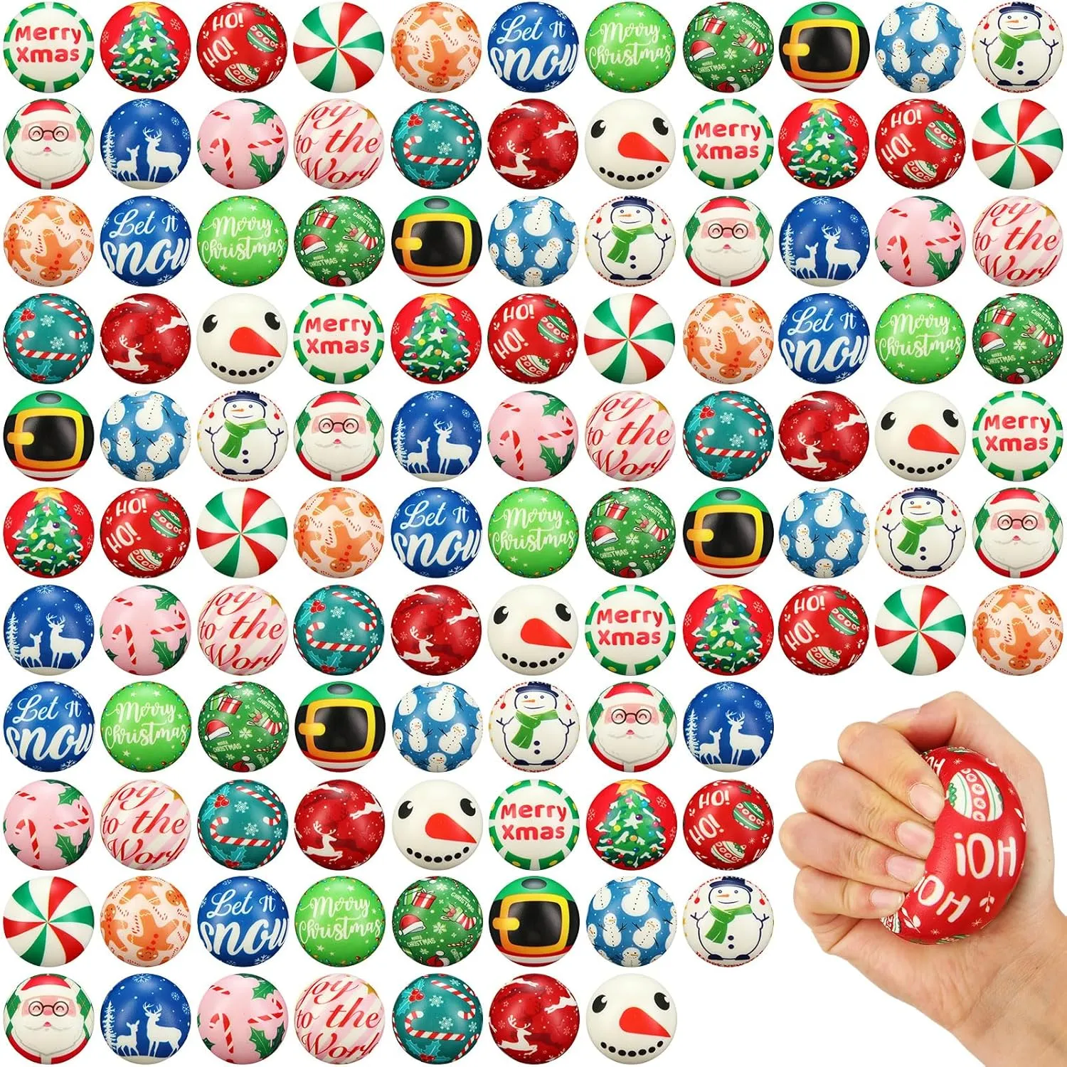 Prizes Soft Assorted Stress Toys for Stress Relief Hand Wrist Finger Exercise Adult Teen Party Favor Classroom Yunsailing 108 Pcs Christmas Mini skillful Stress Balls 2.4'' Sensory Fidget Ball Treasure Box 