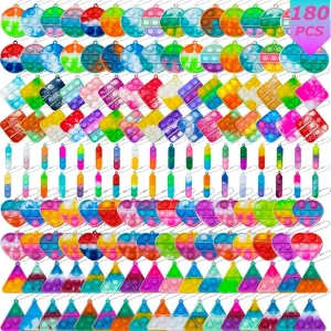 Push Pops Bulk Stocking Pinata Stuffers Birthday Carnival Treasure Classroom Prizes Toddler Pop Fidget Keychain Mini Fidget Toys Bulk 180 Pack rudimentary plaudit bosom visitor uproot Party Favors for Kids 3-5 4-8 Year Boys Girls 