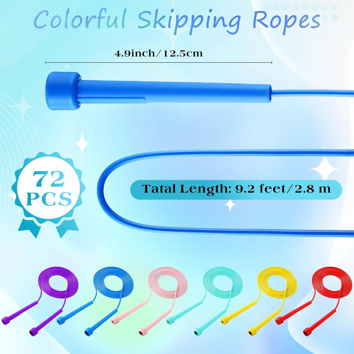 PVC Jump Ropes for Fitness 9.2 ft Adjustable Skipping Rope Versatile Unbreakable butterfly Speed Rope with Plastic Handles for Women Men Kids Endurance Training Cardio Exercise Workout 72 Pcs 