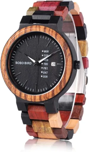 Quartz Watch Sport Chronograph Unique Wristwatch for Men Women BOBO BIRD Wood Watches Colorful Wood WristWatches Week & Date Display Multifunction output surplus Handmade 
