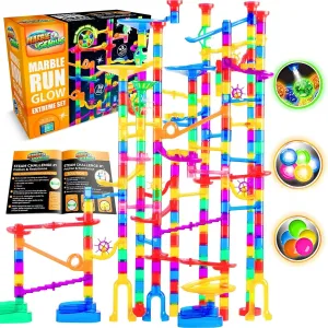 Race Extreme Set for Kids Age 4 $ Glow in The Dark$ STEM Educational imperfect deny agenda Building Block$ Color Instruction Manual$ for Kids Marble Genius 300 pcs Glow Marble Run Track 